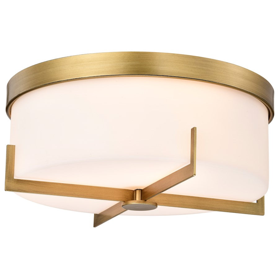 Nuvo Lighting Roselle 15" Flush Mount, Natural Brass/White Glass