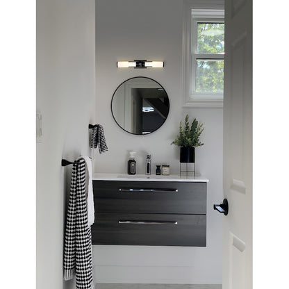 2 Light 24" Bathroom Vanity Light, Matte Black