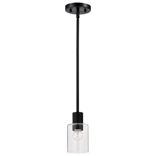 Nuvo Lighting Clarksville 5" Mini Pendant, Matte Black/Clear Glass - 60-8064