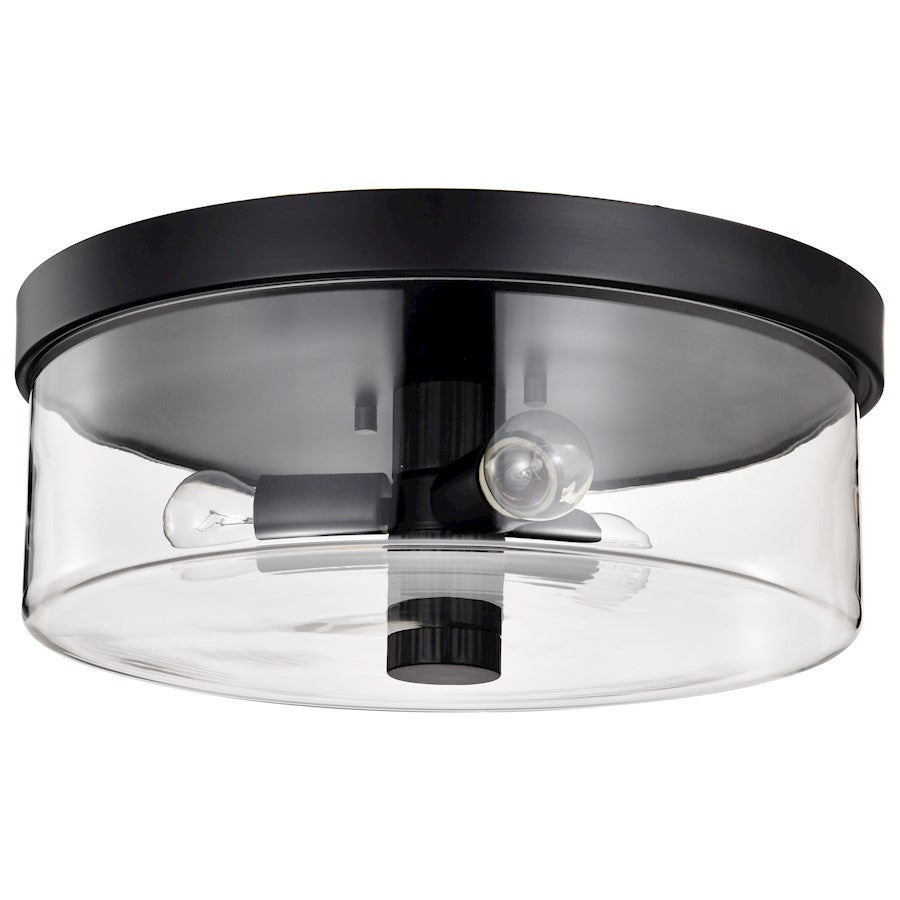 Nuvo Lighting Clarksville 15" Flush Mount, Matte Black/Clear Glass - 60-8065