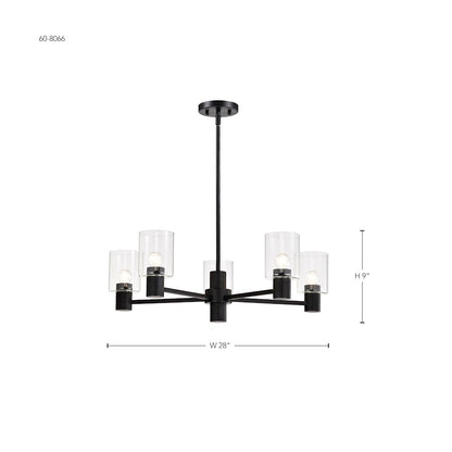 5 Light Chandelier, Black