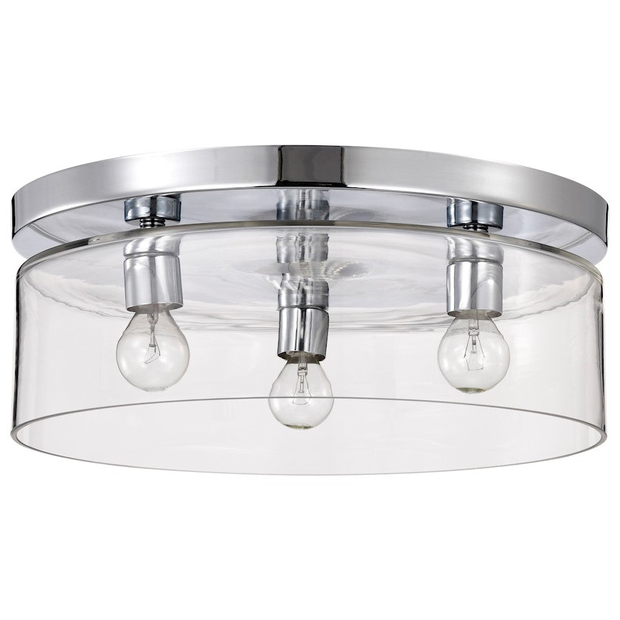 Nuvo Lighting Marlowe 15" Flush Mount, Polished Nickel/Clear Glass - 60-8074