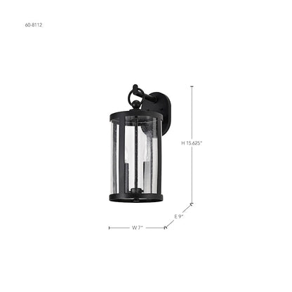 Broadstone 2 Light 7" Wall Lantern, Black/Clear Seeded