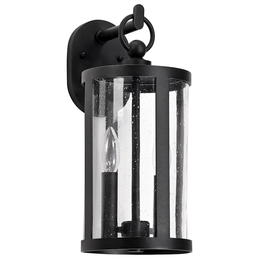 Nuvo Lighting Broadstone 2Lt 9" Wall Lantern, Black/Clear Seeded - 60-8113