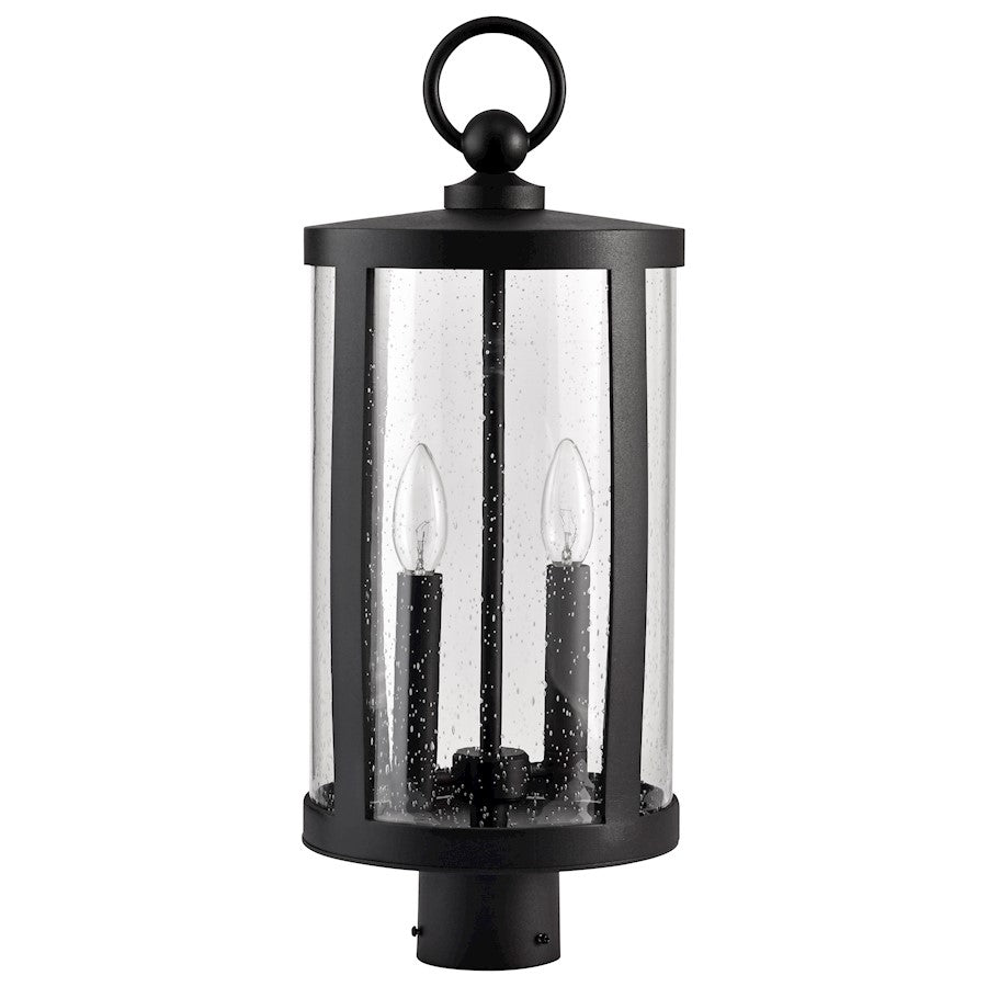 Nuvo Lighting Broadstone 2 Light 9" Post Top, Black/Clear Seeded Glass - 60-8114