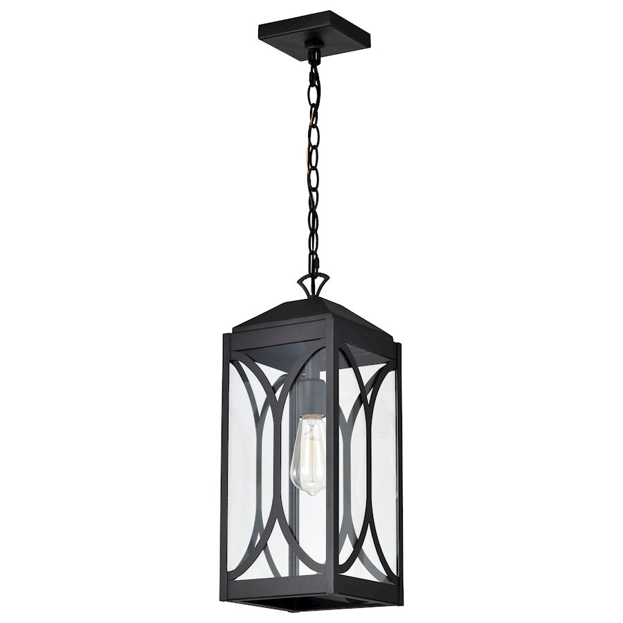 Nuvo Lighting Oaklyn 1 Light 8" Hanging Lantern, Black/Clear Glass - 60-8125