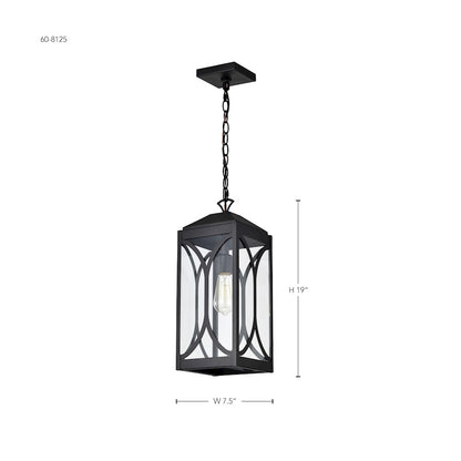 Nuvo Lighting Oaklyn 1 Light 8" Hanging Lantern, Black/Clear Glass