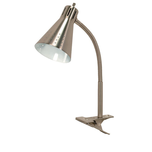 Nuvo Lighting 60-828 13in Clip-On Goose Neck Desk Lamp | Transitional Brushed Nickel | Home Office & Dorm Task Light | 40W Incandescent | Model 60-828