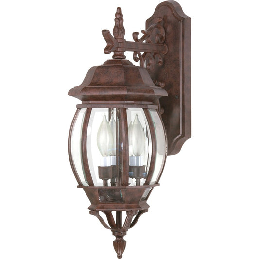 Nuvo Central Park 22in 3-Light Outdoor Wall Lantern | Traditional Old Bronze and Clear Beveled Glass | Covered Outdoor Entryway & Patio | Model 60-892