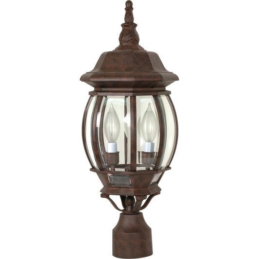 Nuvo Central Park 21in 3-Light Post Lantern | Traditional Old Bronze and Clear Beveled Glass | Outdoor Pathway & Garden | 7.375 x 7.375 x | Model 60-898