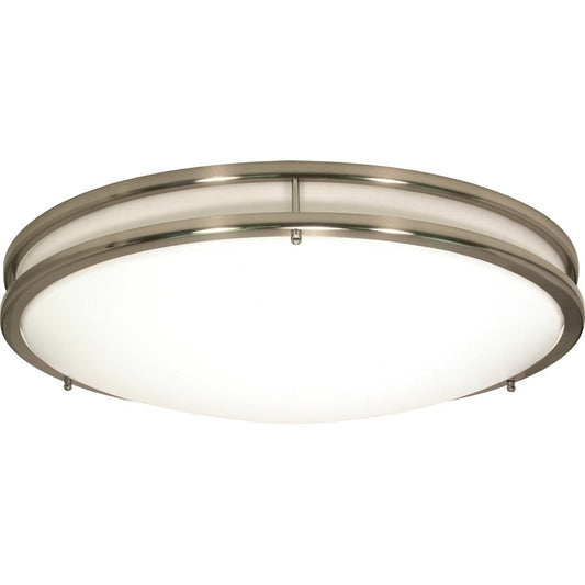 Nuvo Lighting Glamour 13in 3-Light Flush Mount | Transitional Brushed Nickel and White Plastic | Bathroom & Hallway Ceiling Light | 13 x | Model 60-900