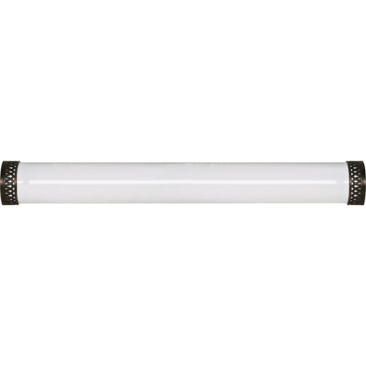 Nuvo Rustica 49in 2-Light Vanity Light | Transitional Brushed Nickel and White Plastic Shade | Bathroom Vanity | 49 x 5.5 x 3 in | Model 60-928R