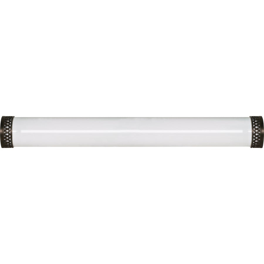 Nuvo Rustica 49in 2-Light Vanity Light | Transitional Brushed Nickel and White Plastic Shade | Bathroom Vanity | 49 x 5.5 x 3 in | Model 60-928R