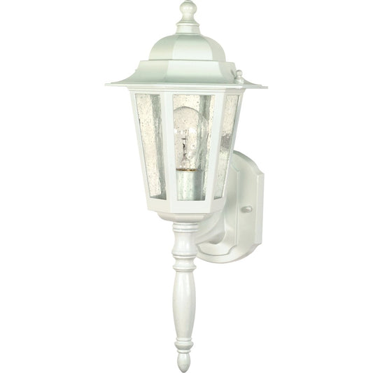 Nuvo Cornerstone 18in 1-Light Outdoor Wall Lantern | Industrial Black and Clear Seed Glass | Covered Patios & Entryways | 7 x 18 x 11 in | Model 60-985