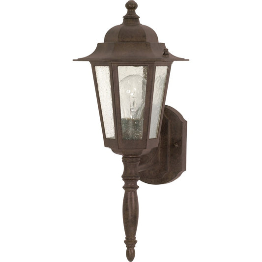 Nuvo Cornerstone 18in 1-Light Outdoor Wall Lantern | Industrial Black & Clear Seed Glass | Covered Patios & Entryways | 7 x 18 x 11 in | Model 60-986