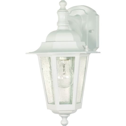 Nuvo Cornerstone 13in 1-Light Outdoor Wall Lantern | Industrial Black and Clear Seed Glass | Covered Patio & Entryway | 7 x 13 x 4 in | Model 60-988