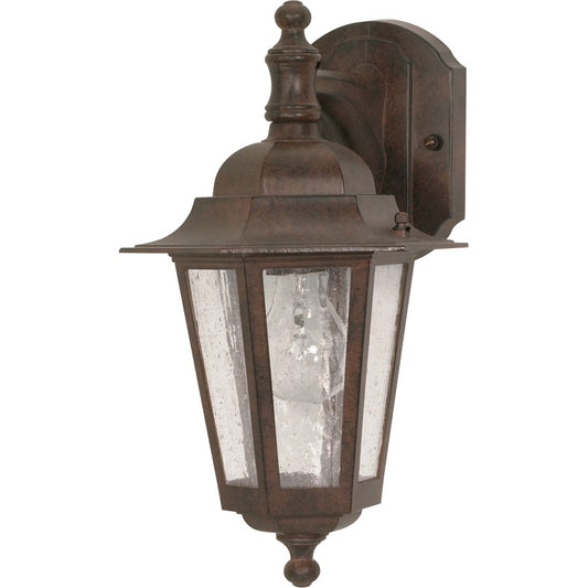 Nuvo Cornerstone 13in 1-Light Outdoor Wall Lantern | Industrial Black & Clear Seed Glass | Covered Patio & Entryway | 7 x 13 x 4 in | Model 60-989