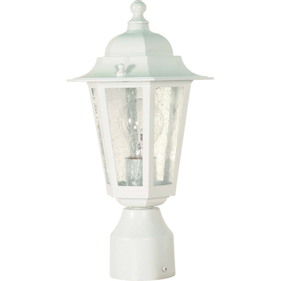 Nuvo Cornerstone 14in 1-Light Post Lantern | Industrial Black and Clear Seed Glass | Outdoor Patio & Entryway | 7 x 14.25 in | Model 60-994