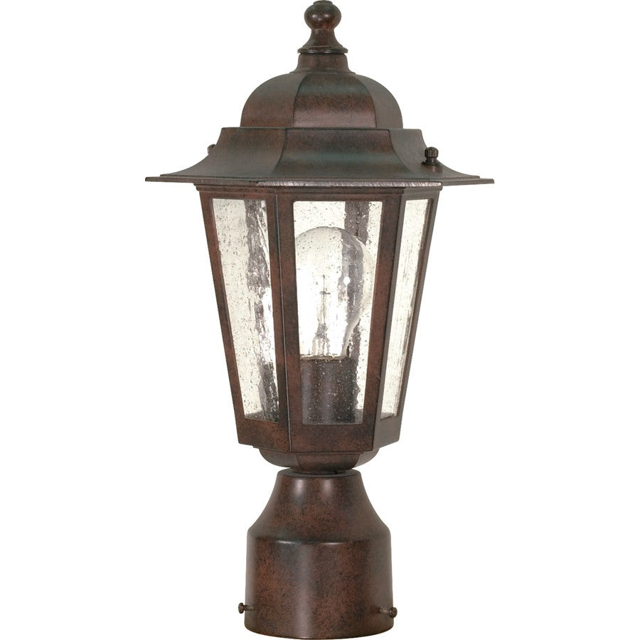 Nuvo Cornerstone 14in 1-Light Post Lantern | Traditional Black and Clear Seed Glass | Outdoor Entry & Pathway | 7 x 14.25 in, Wet Rated | Model 60-995