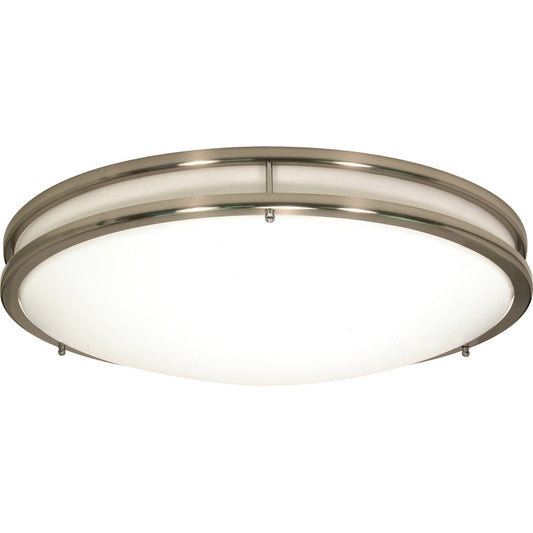 Nuvo Lighting Glamour 10in 1-Light Flush Mount | Modern Brushed Nickel and White Acrylic | Bathroom & Hallway Ceiling Light | 1440 Lumens | Model 62-1035