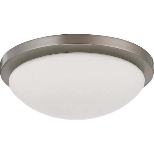 Nuvo Lighting Button 11in 1-Light LED Flush Mount | Contemporary Brushed Nickel and Glass | Damp-Rated Bathroom & Hallway Ceiling Light | Model 62-1042