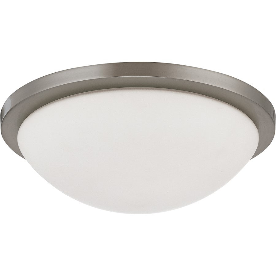 Nuvo Lighting Button 13in 1-Light Flush Mount | Contemporary Brushed Nickel and Glass | Bathroom & Hallway Ceiling Light | 1440 Lumens | Model 62-1043