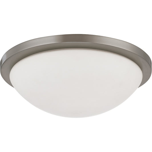 Nuvo Lighting Button 13in 1-Light Flush Mount | Contemporary Brushed Nickel and Glass | Bathroom & Hallway Ceiling Light | 1440 Lumens | Model 62-1043