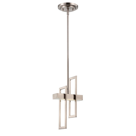 Nuvo Lighting Frame 42in 1-Light Pendant | Modern Brushed Nickel and Frosted Glass | Kitchen Island & Dining Room | Damp Rated, 4.8W LED | Model 62-106