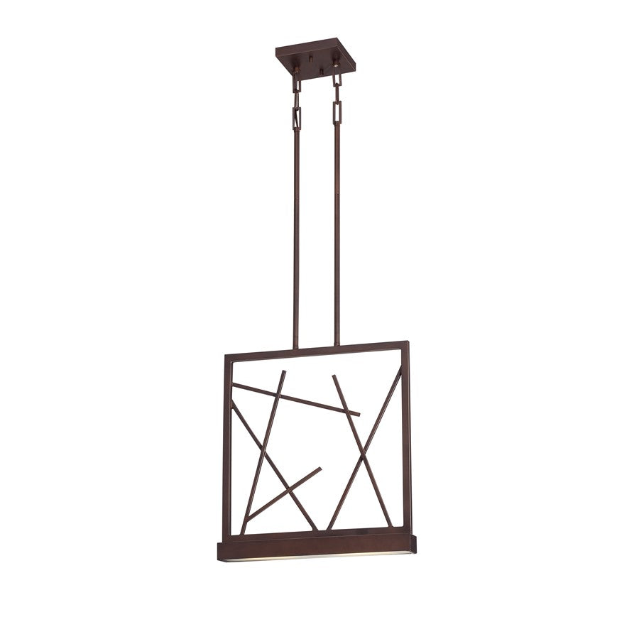 Nuvo Lighting Stix 16in 2-Light Pendant | Contemporary Patina Bronze and Frosted Glass | Kitchen Island & Dining Room | 16 x 2.5 x 60 in | Model 62-112