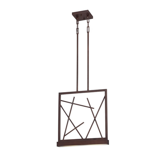 Nuvo Lighting Stix 16in 2-Light Pendant | Contemporary Patina Bronze and Frosted Glass | Kitchen Island & Dining Room | 16 x 2.5 x 60 in | Model 62-112