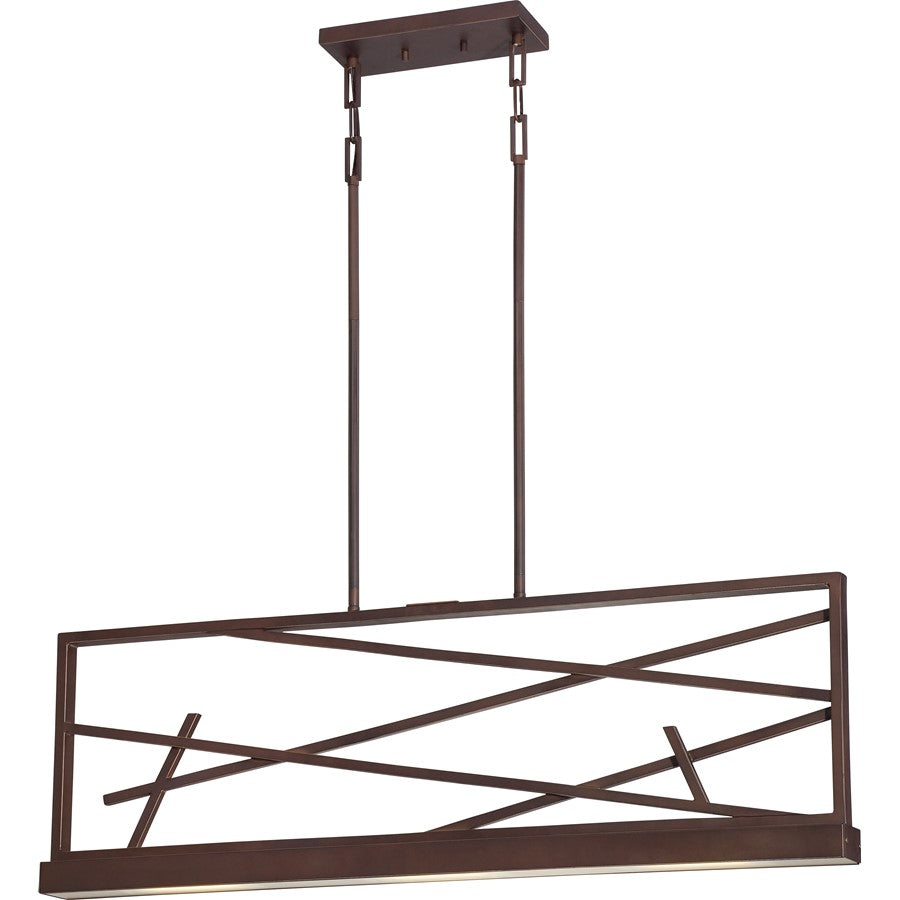 Nuvo Lighting Stix 36in 3-Light Pendant | Contemporary Patina Bronze and Frosted Glass | Kitchen Island & Dining Room | 36 x 2.5 x 55 in | Model 62-113