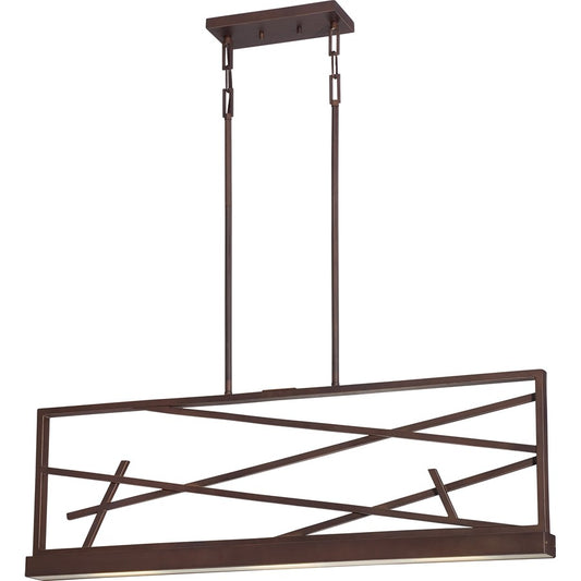 Nuvo Lighting Stix 36in 3-Light Pendant | Contemporary Patina Bronze and Frosted Glass | Kitchen Island & Dining Room | 36 x 2.5 x 55 in | Model 62-113