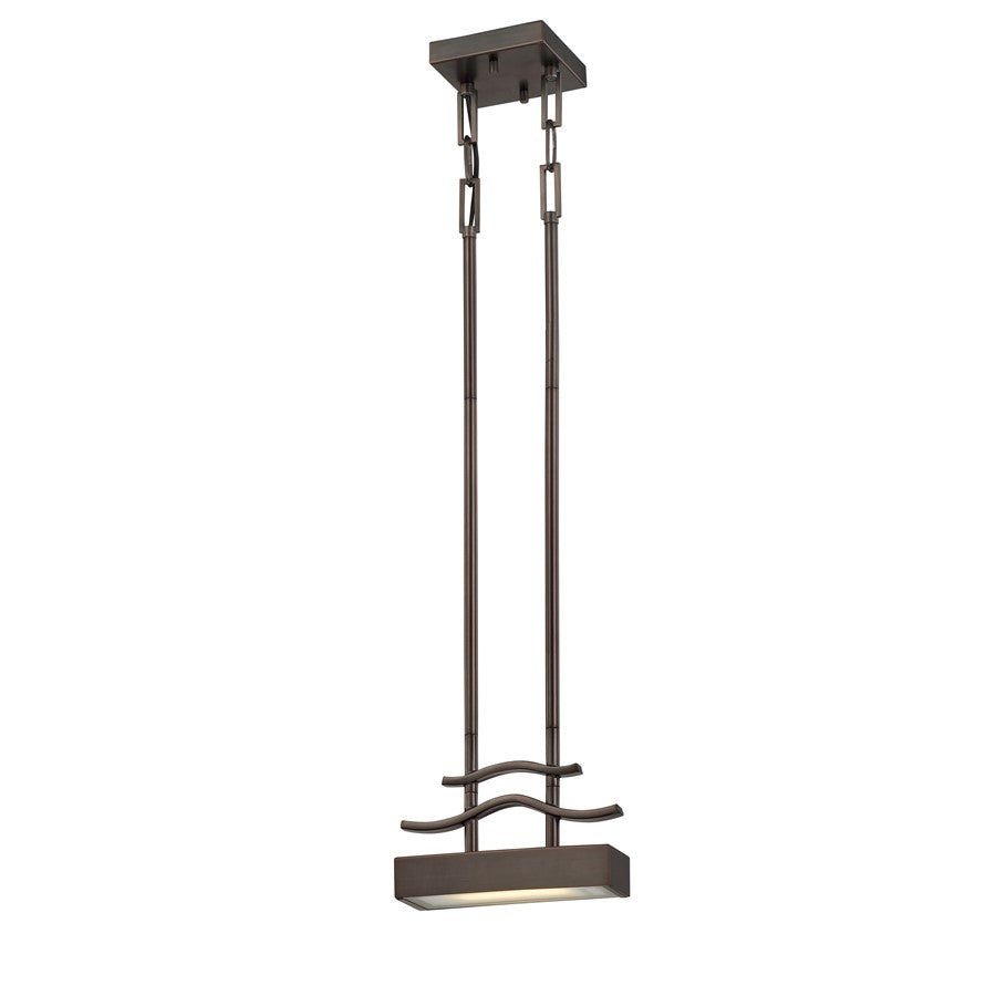 Nuvo Lighting Wave 1-Light Mini Pendant | Contemporary Hazel Bronze and Frosted Glass | Kitchen Island & Dining Room | 8.5 x 2.25 x 48 in | Model 62-114