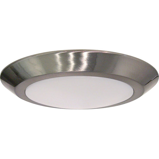Nuvo Lighting 10in 1-Light LED Flush Mount | Contemporary Brushed Nickel Disk Light | Bathroom & Hallway Ceiling Light | 10 x 10 x 1 in | Model 62-1166