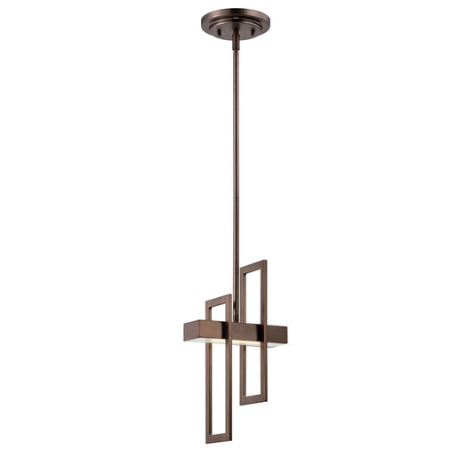 Nuvo Lighting Frame 1-Light Pendant | Modern Hazel Bronze Steel and Frosted Glass | Kitchen Island & Dining Room | 5.625 x 7.875 x 42 in | Model 62-126