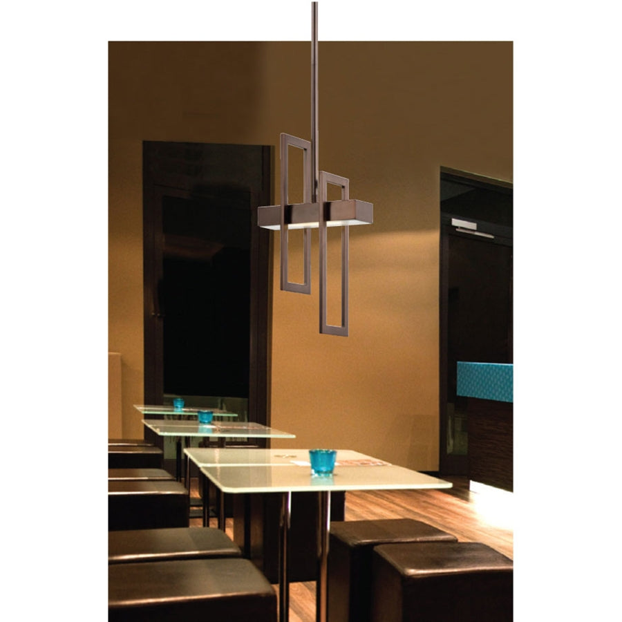 Nuvo Lighting Frame 1-Light Pendant | Modern Hazel Bronze Steel and Frosted Glass | Kitchen Island & Dining Room | 5.625 x 7.875 x 42 in | Model 62-126