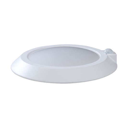 Nuvo Lighting 10in LED Disk Flush Mount with Occupancy Sensor | White Utility Finish | Hallway, Closet & Utility Room | 1.41in H, Damp | Model 62-1313