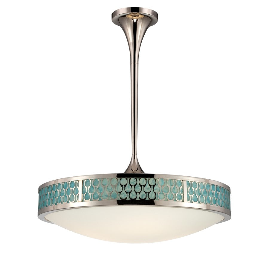 Nuvo Lighting Raindrop 25in 5-Light Pendant | Contemporary Polished Nickel and White Glass | Kitchen Island & Dining Room | Damp Rated | Model 62-141