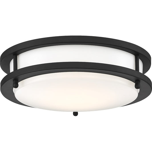 Nuvo Lighting Glamour 10in LED Flush Mount | Modern & Contemporary Matte Black and White Acrylic Lens | Bathroom & Hallway Ceiling Light | Model 62-1435