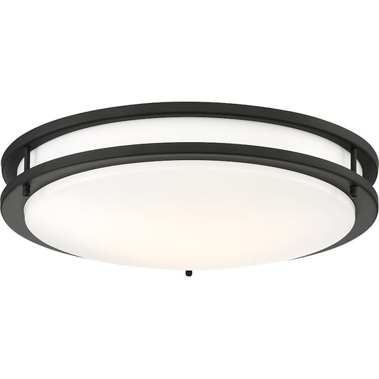 Nuvo Lighting Glamour 17in LED Flush Mount | Modern & Contemporary Matte Black and White Acrylic Lens | Bedroom & Hallway Ceiling Light | Model 62-1437