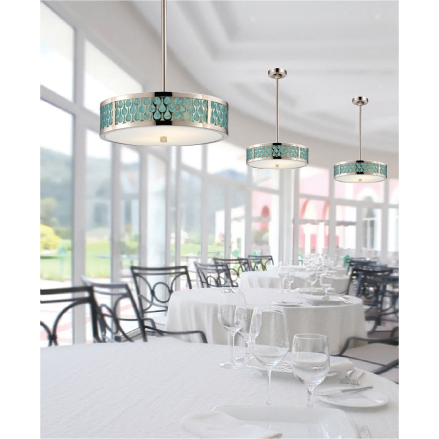 Nuvo Lighting Raindrop 15in 3-Light Pendant | Contemporary Polished Nickel and White Glass | Kitchen Island & Dining Room | 15 x 15 x 42 | Model 62-146