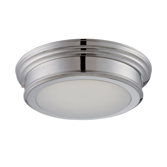 Nuvo Lighting Chance 14in 1-Light LED Flush Mount | Contemporary Polished Nickel and Frosted Glass | Bedroom & Hallway | 1420 Lumens 2700K | Model 62-153