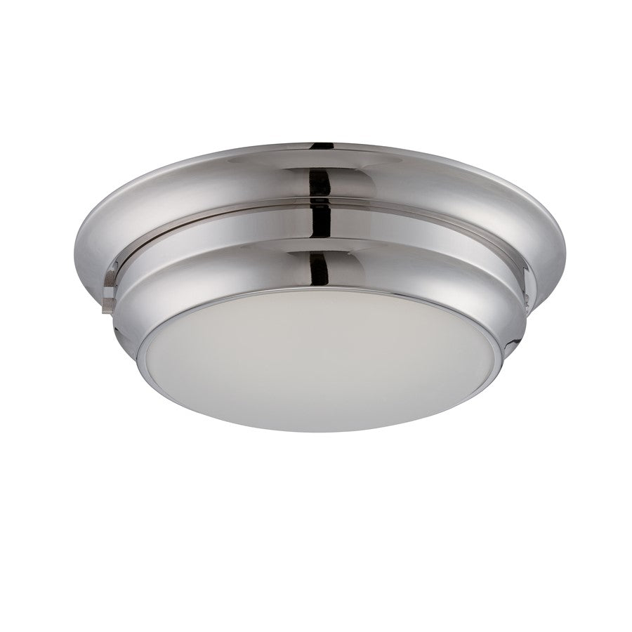 Nuvo Lighting Dash 14in 1-Light LED Flush Mount | Contemporary Brushed Nickel and Frosted Glass | Hallway & Bathroom | 14 x 14 x 4 in | Model 62-154