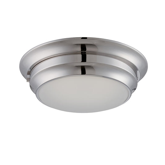 Nuvo Lighting Dash 14in 1-Light LED Flush Mount | Contemporary Brushed Nickel and Frosted Glass | Hallway & Bathroom | 14 x 14 x 4 in | Model 62-154