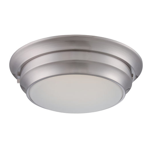 Nuvo Lighting Dash 14in 1-Light Flush Mount | Contemporary Polished Nickel and Frosted Glass | Hallway & Bathroom | 14 x 14 x 4 in | Model 62-156