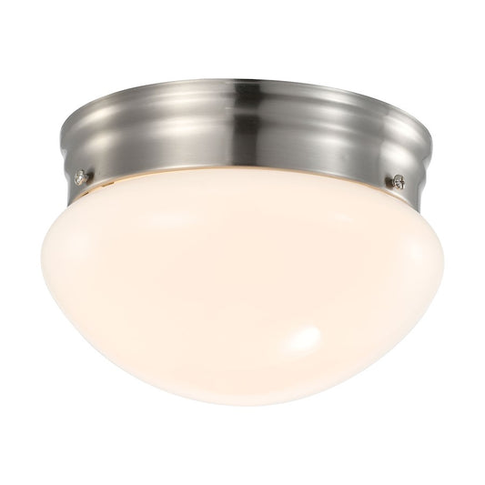 Nuvo Lighting 7in 1-Light LED Flush Mount | Traditional Brushed Nickel and Frosted Glass | Hallway & Laundry Room | 7.25 x 7.25 x 4.75 in | Model 62-1564