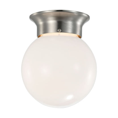 Nuvo Lighting 62-1565 6in 1-Light LED Flush Mount | Traditional Brushed Nickel and Frosted Glass | Hallway & Bathroom | 6 x 6 x 7 in | Model 62-1565