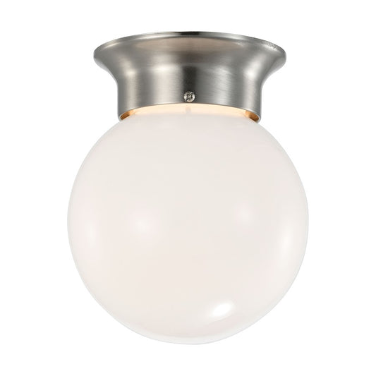Nuvo Lighting 62-1565 6in 1-Light LED Flush Mount | Traditional Brushed Nickel and Frosted Glass | Hallway & Bathroom | 6 x 6 x 7 in | Model 62-1565