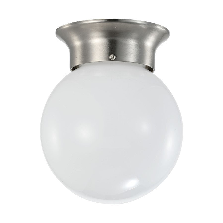 Nuvo Lighting 62-1565 6in 1-Light LED Flush Mount | Traditional Brushed Nickel and Frosted Glass | Hallway & Bathroom | 6 x 6 x 7 in | Model 62-1565