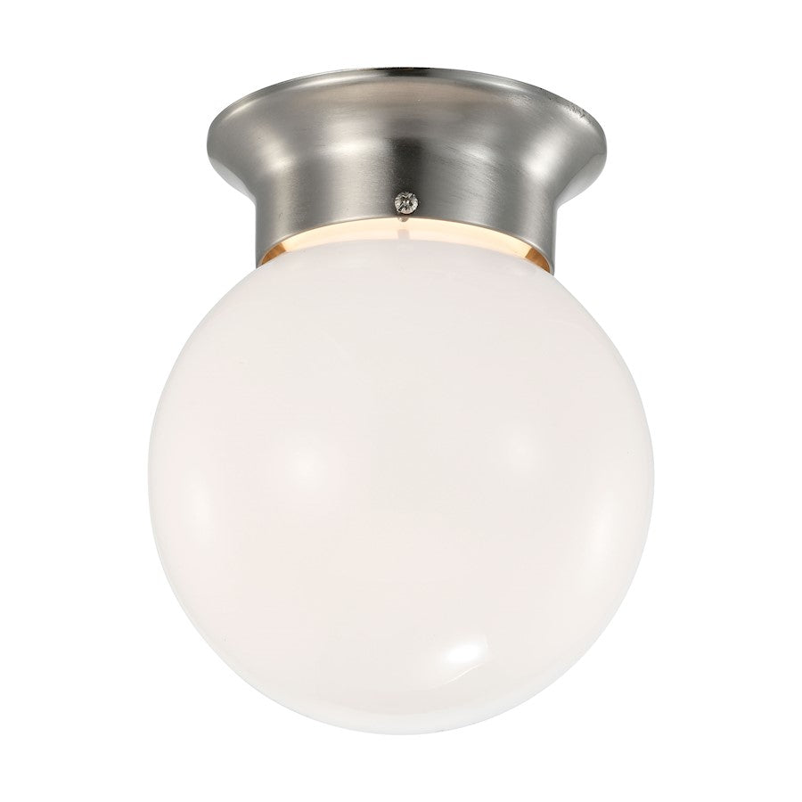 Nuvo Lighting 62-1565 6in 1-Light LED Flush Mount | Traditional Brushed Nickel and Frosted Glass | Hallway & Bathroom | 6 x 6 x 7 in | Model 62-1565